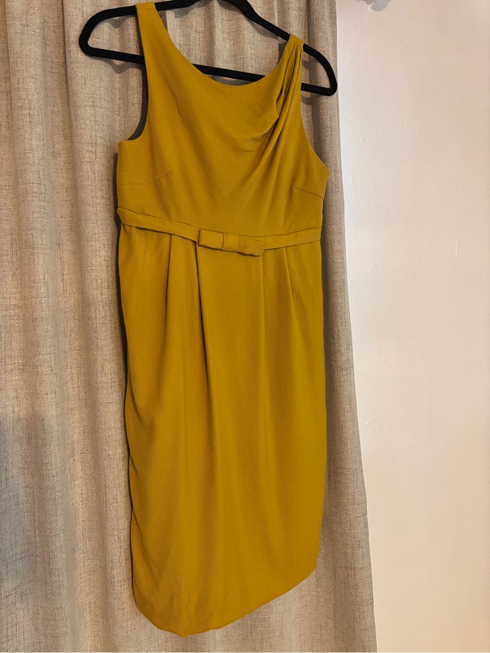 Vera Wang Lavender Label One-Shoulder Mustard Sheath Dress
